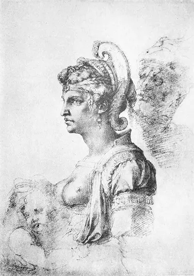 Young Woman Wearing a Helmet Michelangelo